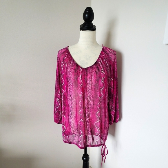 NWOT  I.N.C international concepts sheer pink blouse size L - Picture 2 of 8